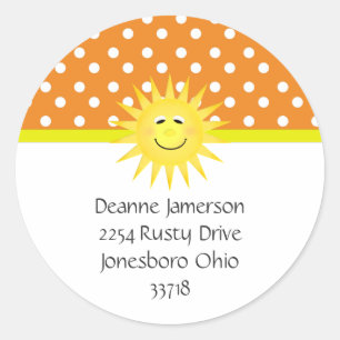 Polka Dot and Sunshine Address Stickers