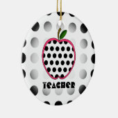 Polka Dot Apple-leraar Keramisch Ornament (Rechts)