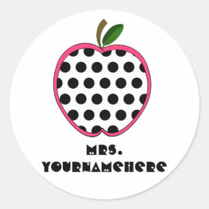 Polka Dot Apple-leraar Ronde Sticker