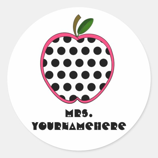 Polka Dot Apple-leraar Ronde Sticker (Voorkant)
