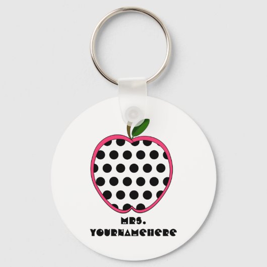 Polka Dot Apple-leraar Sleutelhanger (Voorkant)