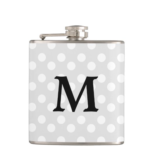 Polka Dot Argent Gris Monogramme Élégant Flacon de (Devant)