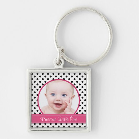 Polka Dot Baby Photo Template Sleutelhanger (Voorkant)