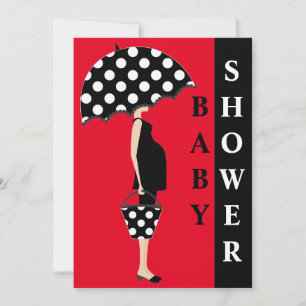 Polka Dot Baby Shower Invitaties {rood} Kaart