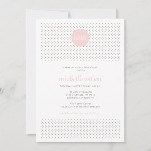 Polka Dot Baby shower Invitation Kaart (Voorkant)