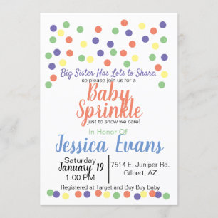 Polka Dot Baby Sprinkle Baby Shower Invitaties Kaart