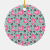 Polka Dot Birds and Flowers Keramisch Ornament (Achterkant)
