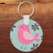 Polka Dot Birds and Flowers Sleutelhanger (Voorkant)