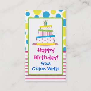 Polka Dot Birthday Cake Gift Calling Calling Cards Contactkaartje