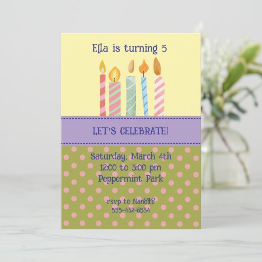 Polka Dot Birthday Invitation (Debout devant)