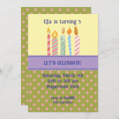 Polka Dot Birthday Invitation (Devant / Derrière)