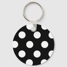 Polka Dot Black en White Sleutelhanger