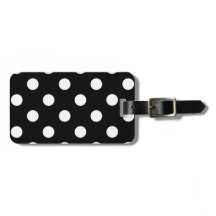 Polka Dot black met witte stippen zak label