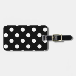 Polka Dot black met witte stippen zak label Bagagelabel
