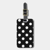 Polka Dot black met witte stippen zak label Bagagelabel (Voorkant verticaal)