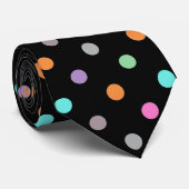 Polka Dot BLACK PASTEL PATTERN STROPDAS (Opgerold)