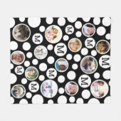 Polka Dot Black White Monogram 14 Foto Collage Fleece Deken (Voorkant (Horizontaal))