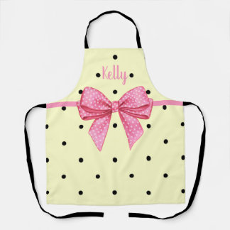 Polka Dot Black Yellow Pink Bow Personalized Schort