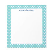 Polka Dot Blauwgroen Aangepaste Blocnote (Voorkant)
