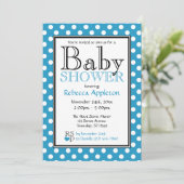 Polka Dot Blue Baby Shower Invitations (Debout devant)