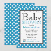 Polka Dot Blue Baby Shower Invitations (Devant / Derrière)