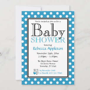 Polka Dot Blue Baby Shower Invitations