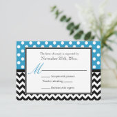 Polka Dot Blue & Chevron Cartes de réponse (Debout devant)