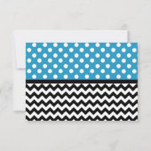 Polka Dot Blue & Chevron Cartes de réponse (Dos)