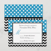 Polka Dot Blue & Chevron Cartes de réponse (Devant / Derrière)