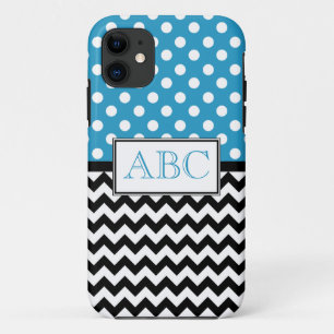 Polka Dot Blue & Chevron iPhone 5 Coque