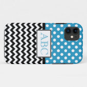 Polka Dot Blue & Chevron iPhone 5 Coque (Dos (Horizontal))