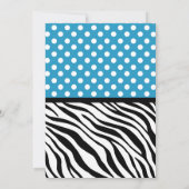 Polka Dot Blue en Zebra Print Baby shower Kaart (Achterkant)