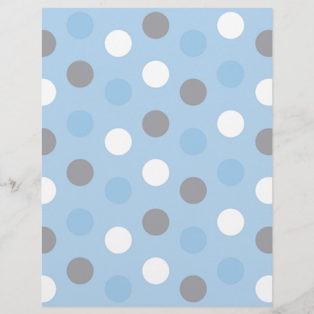 Polka Dot Blue Grey Baby Scrapbook Paper (Voorkant)