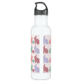 Polka Dot Bunnies en Hearts Pattern on Pink Waterfles (Achterkant)