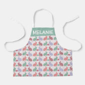 Polka Dot Bunnies Pattern op Roze Gepersonaliseerd Schort (Voorkant)