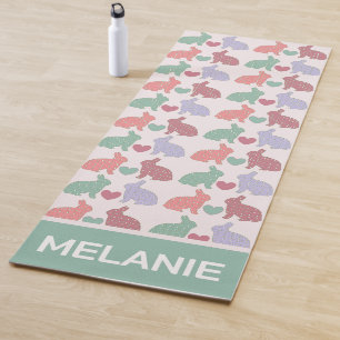Polka Dot Bunnies Pattern op Roze Gepersonaliseerd Yogamat
