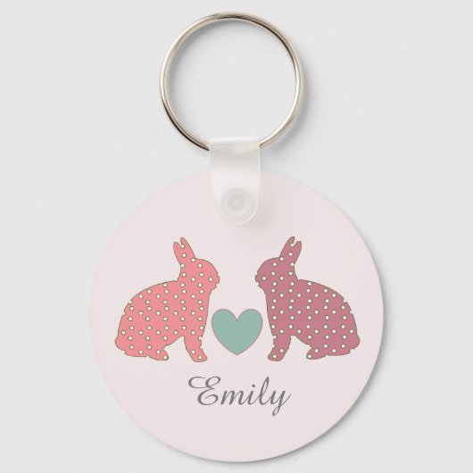 Polka Dot Bunnies Sleutelhanger (Voorkant)
