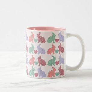 Polka Dot Bunnies Tweekleurige Koffiemok