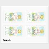 Polka dot bunny boekenplaat rechthoekige sticker (Vel)