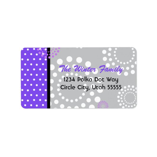 Polka dot burst adreslabel -Paarse Etiket (Voorkant)
