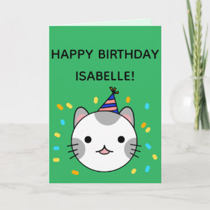 Polka Dot Cat Happy Birthday Greeting Folded Kaart