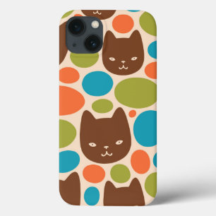 Polka Dot Cats Patroon iPhone 13 Hoesje