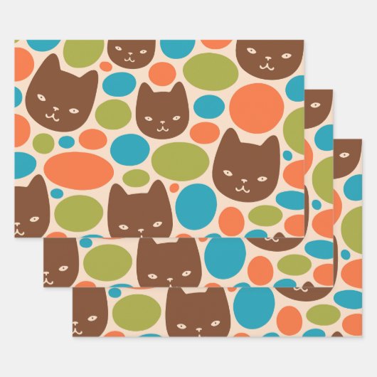 Polka Dot Cats Patroon Inpakpapier Vel (Set)