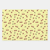 Polka Dot Cherry Pattern Cream Wit Geel Roze Inpakpapier Vel (Voorkant 3)