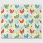 Polka Dot Chickens Wrapping Paper Cadeaupapier (Vlak)