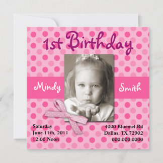 Polka Dot Child Birthday Invite (meisje) Kaart