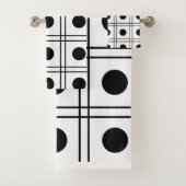 Polka Dot Circle Black en White Check Pattern Bad Handdoek (Insitu)