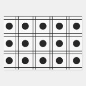 Polka Dot Circle Black en White Check Pattern Inpakpapier Vel (Voorkant)