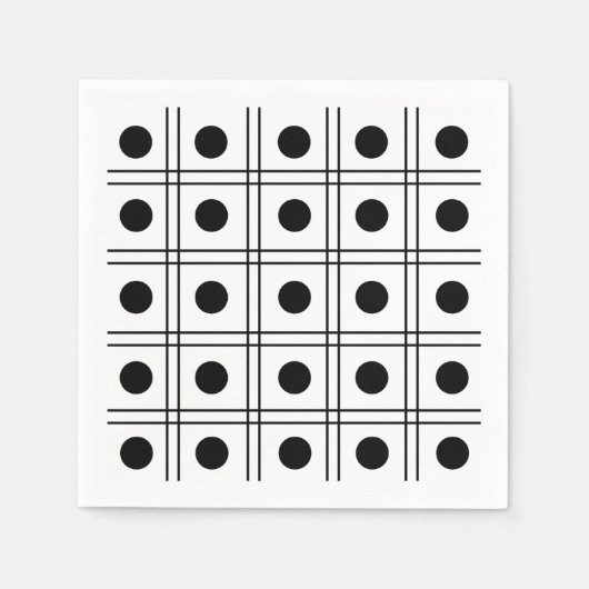 Polka Dot Circle Black en White Check Pattern Servet (Voorkant)