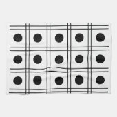 Polka Dot Circle Black en White Check Pattern Theedoek (Horizontaal)
